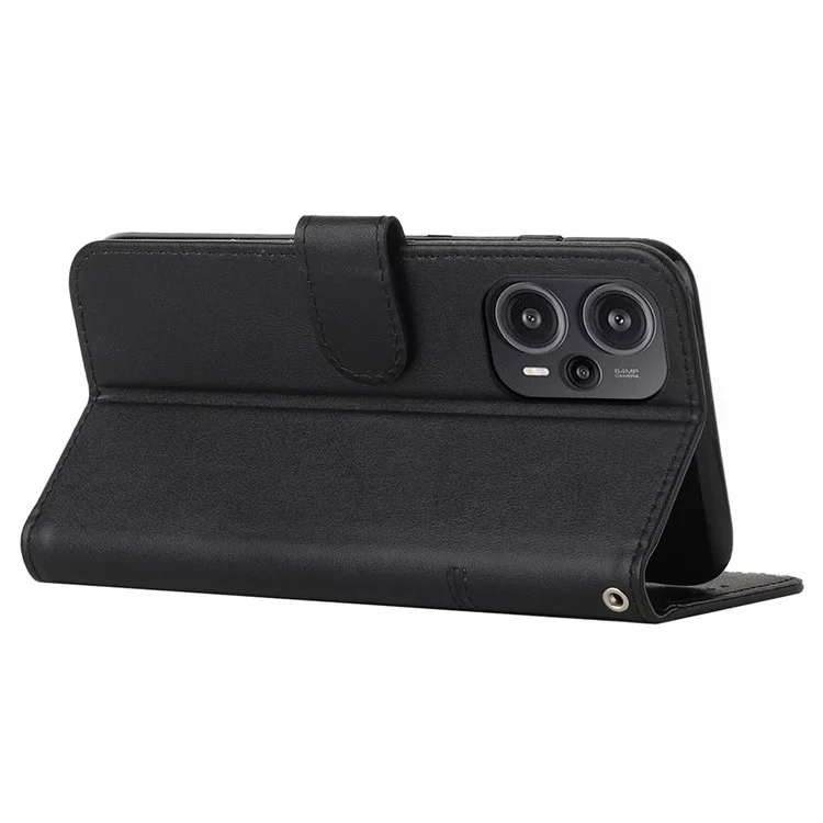 For Xiaomi Redmi Note 12 Turbo / Poco F5 5G PU Leather Case Wallet Stand Protective Phone Cover - Black-Cellmalls