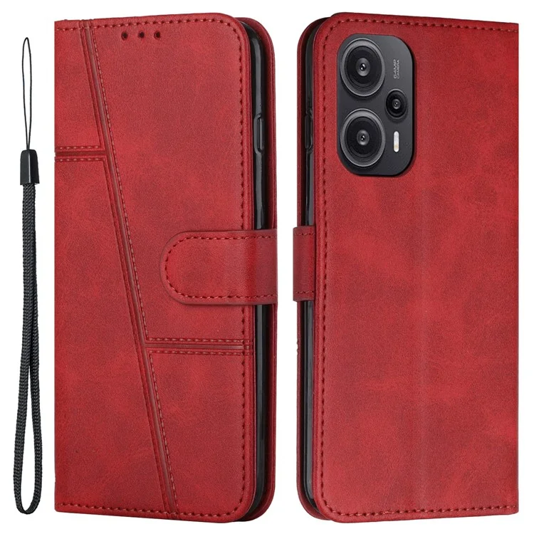 For Xiaomi Redmi Note 12 Turbo / Poco F5 5G PU Leather Case Wallet Stand Protective Phone Cover - Black-Cellmalls