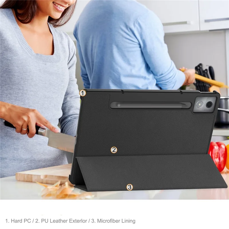 For Lenovo Idea Tab Pro Case Anti-Drop Leather Stand Tablet Cover - Black-Cellmalls