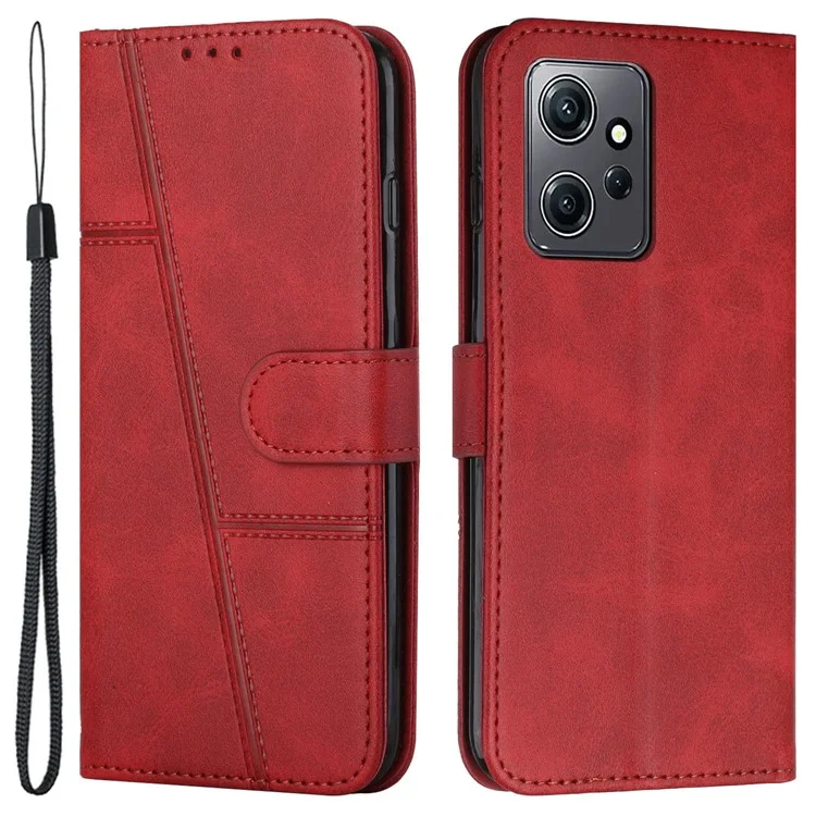 PU Leather Case for Xiaomi Redmi Note 12 4G Cell Phone Drop-proof Wallet Foldable Stand Cover - Black-Cellmalls
