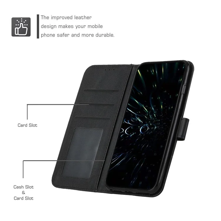 For Xiaomi Redmi Note 12 Turbo / Poco F5 5G PU Leather Case Wallet Stand Protective Phone Cover - Black-Cellmalls