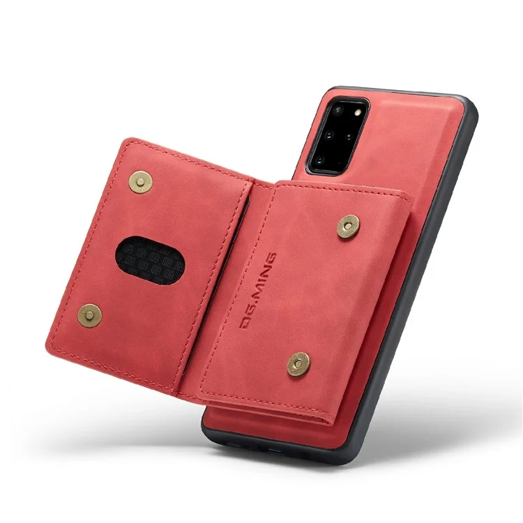 DG.MING M2 Series Anti-drop Magnetic Wallet Design with Kickstand  Leather Coated Hybrid Case for Samsung Galaxy S20 Plus - Red-Cellmalls