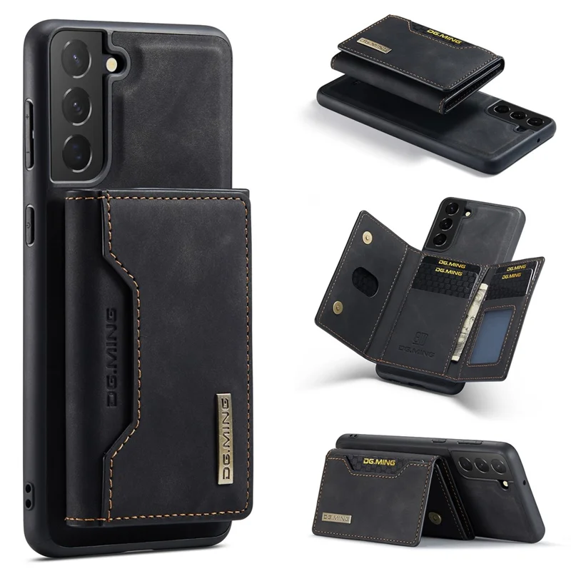 DG.MING M2 Series for Samsung Galaxy S24 Kickstand Case Wallet Detachable 2-in-1 Phone Cover - Black-Cellmalls
