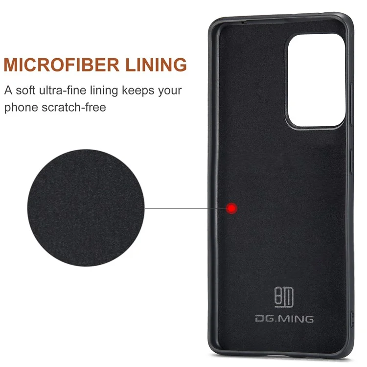 DG.MING M2 Series Tri-Fold Wallet Kickstand Design Magnetic Detachable Wireless Charging Hybrid Case for Samsung Galaxy S20 Ultra - Black-Cellmalls