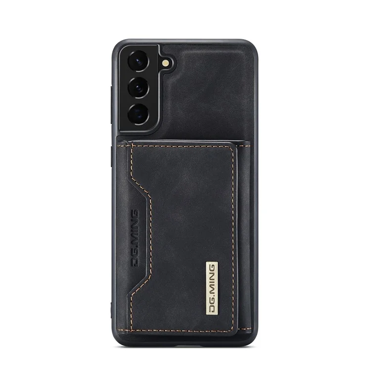 DG.MING M2 Series Detachable 2 in 1 Magnetic Wallet Design Hybrid Case with Kickstand for Samsung Galaxy S21 5G/4G - Black-Cellmalls