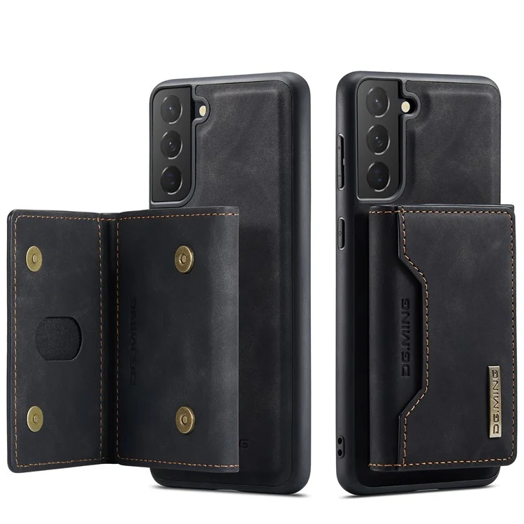 DG.MING M2 Series Detachable 2 in 1 Magnetic Wallet Design Hybrid Case with Kickstand for Samsung Galaxy S21 5G/4G - Black-Cellmalls