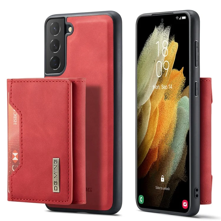 DG.MING M2 Series Detachable 2 in 1 Magnetic Wallet Design Hybrid Case with Kickstand for Samsung Galaxy S21 5G/4G - Black-Cellmalls