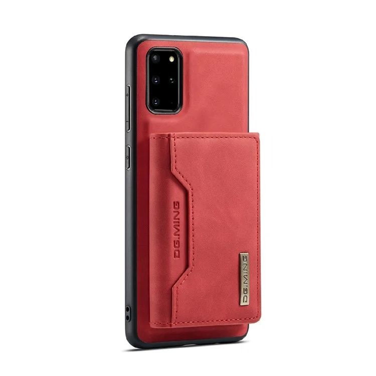 DG.MING M2 Series Anti-drop Magnetic Wallet Design with Kickstand  Leather Coated Hybrid Case for Samsung Galaxy S20 Plus - Red-Cellmalls