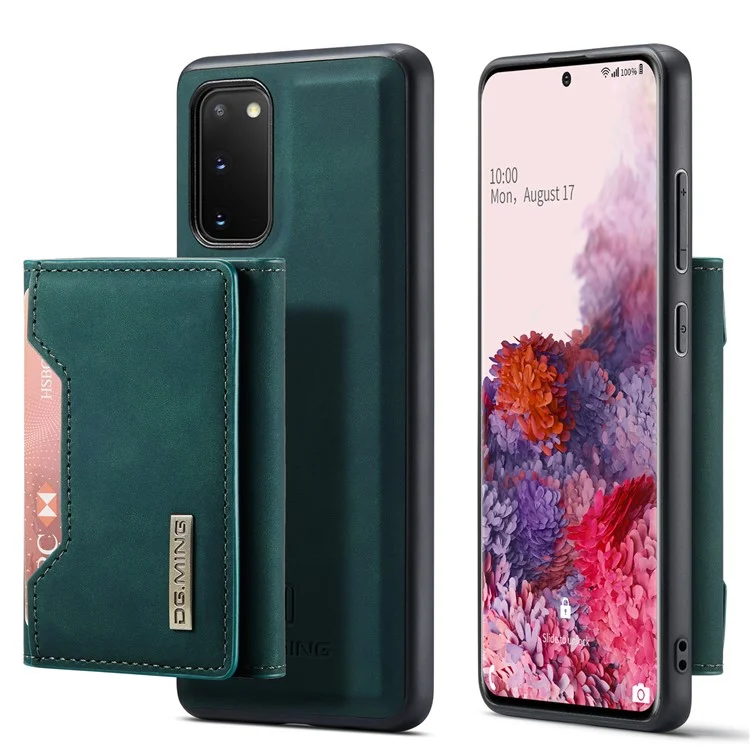 DG.MING M2 Series Wireless Charging Detachable Wallet 2-in-1 Shockproof Hybrid Phone Cover Shell with Horizontal-Viewing Kickstand for Samsung Galaxy S20 4G/S20 5G - Black-Cellmalls