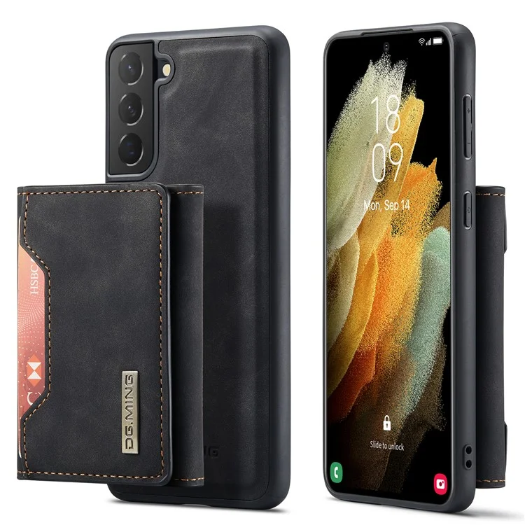 DG.MING M2 Series Detachable 2 in 1 Magnetic Wallet Design Hybrid Case with Kickstand for Samsung Galaxy S21 5G/4G - Black-Cellmalls