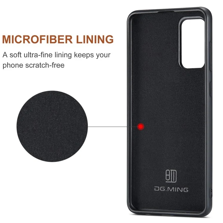DG.MING M2 Series Wireless Charging Detachable Wallet 2-in-1 Shockproof Hybrid Phone Cover Shell with Horizontal-Viewing Kickstand for Samsung Galaxy S20 4G/S20 5G - Black-Cellmalls