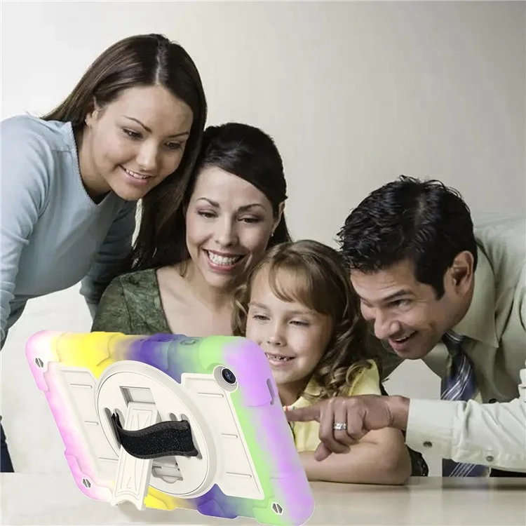 For Samsung Galaxy Tab A9 Kickstand Case TPU+PC Protective Tablet Cover with Shoulder Strap - Colorful Purple-Cellmalls