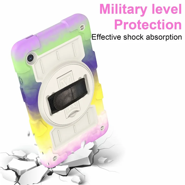 For Samsung Galaxy Tab A9 Kickstand Case TPU+PC Protective Tablet Cover with Shoulder Strap - Colorful Purple-Cellmalls