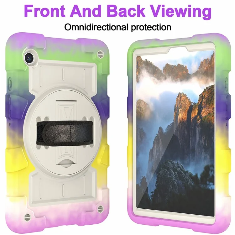 For Samsung Galaxy Tab A9 Kickstand Case TPU+PC Protective Tablet Cover with Shoulder Strap - Colorful Purple-Cellmalls