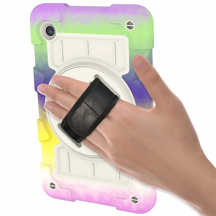 For Samsung Galaxy Tab A9 Kickstand Case TPU+PC Protective Tablet Cover with Shoulder Strap - Colorful Purple-Cellmalls