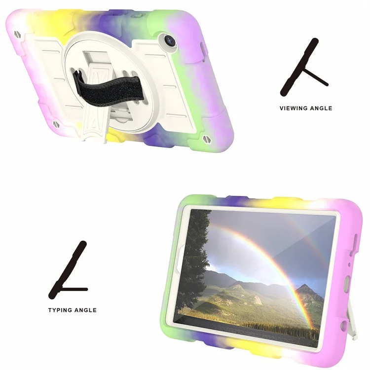 For Samsung Galaxy Tab A9 Kickstand Case TPU+PC Protective Tablet Cover with Shoulder Strap - Colorful Purple-Cellmalls