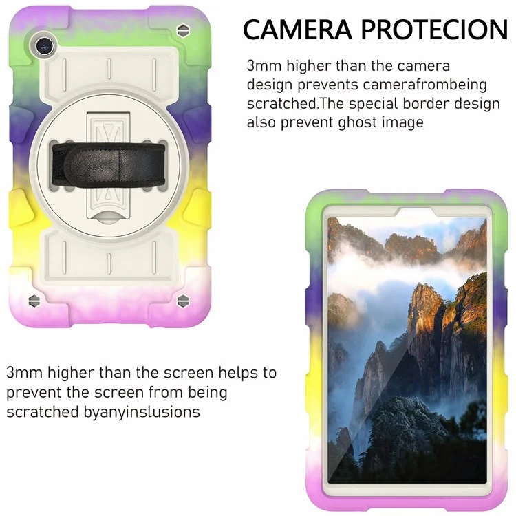 For Samsung Galaxy Tab A9 Kickstand Case TPU+PC Protective Tablet Cover with Shoulder Strap - Colorful Purple-Cellmalls