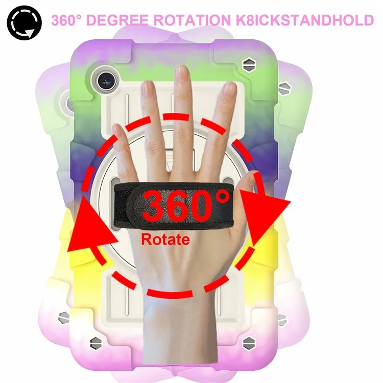 For Samsung Galaxy Tab A9 Kickstand Case TPU+PC Protective Tablet Cover with Shoulder Strap - Colorful Purple-Cellmalls