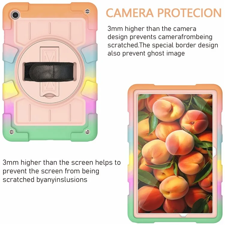 For Samsung Galaxy Tab A9+ Rugged Kickstand Cover TPU+PC Tablet Case with Shoulder Strap - Colorful Gold-Cellmalls