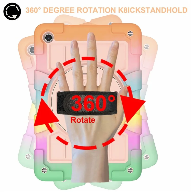 For Samsung Galaxy Tab A9+ Rugged Kickstand Cover TPU+PC Tablet Case with Shoulder Strap - Colorful Gold-Cellmalls