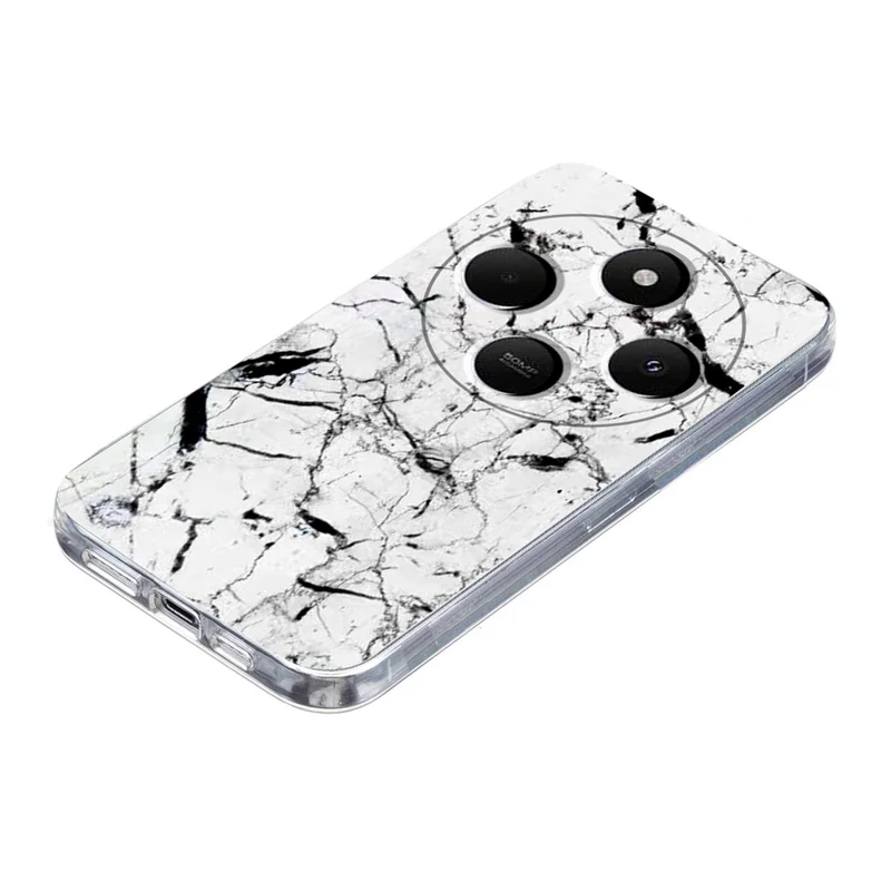 Soft TPU Case for Xiaomi Redmi 14C 4G / 5G / 14R 5G / A4 5G / A3 Pro 4G / Poco M7 5G / C75 4G Marble Pattern Printing Phone Cover - White-Cellmalls