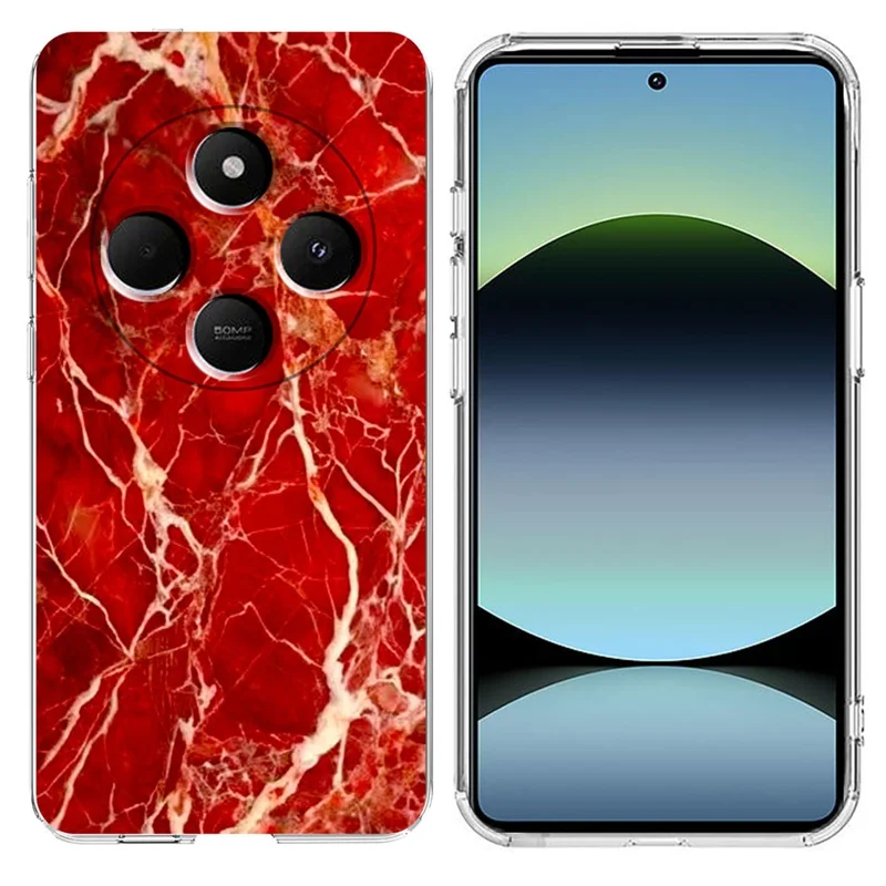 Soft TPU Case for Xiaomi Redmi 14C 4G / 5G / 14R 5G / A4 5G / A3 Pro 4G / Poco M7 5G / C75 4G Marble Pattern Printing Phone Cover - White-Cellmalls