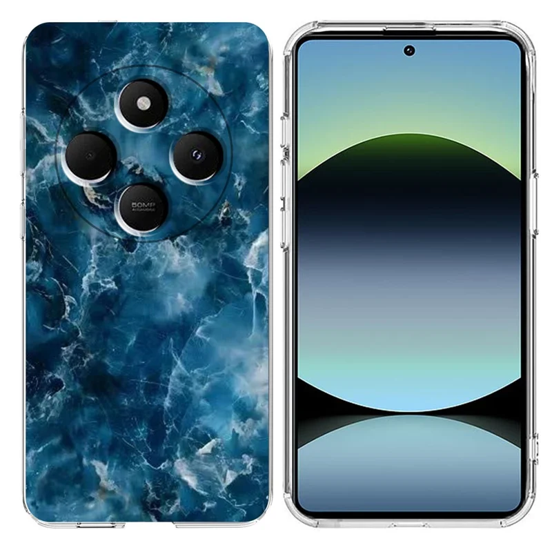 Soft TPU Case for Xiaomi Redmi 14C 4G / 5G / 14R 5G / A4 5G / A3 Pro 4G / Poco M7 5G / C75 4G Marble Pattern Printing Phone Cover - White-Cellmalls