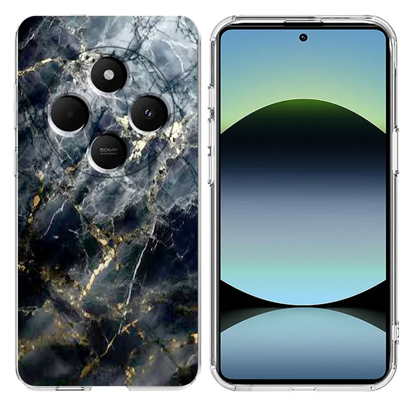 Soft TPU Case for Xiaomi Redmi 14C 4G / 5G / 14R 5G / A4 5G / A3 Pro 4G / Poco M7 5G / C75 4G Marble Pattern Printing Phone Cover - White-Cellmalls