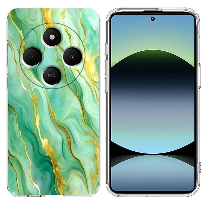 Soft TPU Case for Xiaomi Redmi 14C 4G / 5G / 14R 5G / A4 5G / A3 Pro 4G / Poco M7 5G / C75 4G Marble Pattern Printing Phone Cover - White-Cellmalls