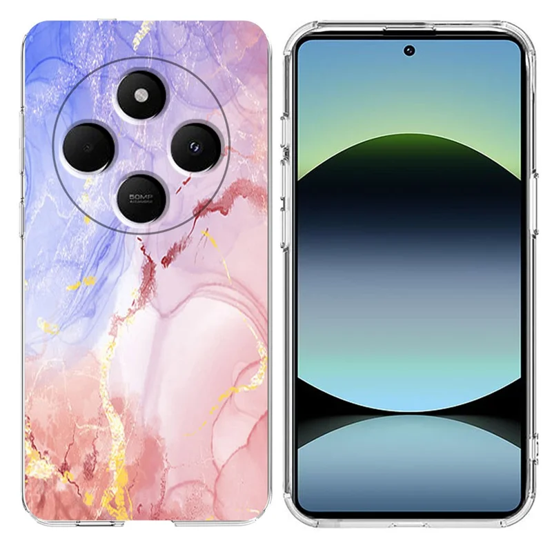Soft TPU Case for Xiaomi Redmi 14C 4G / 5G / 14R 5G / A4 5G / A3 Pro 4G / Poco M7 5G / C75 4G Marble Pattern Printing Phone Cover - White-Cellmalls