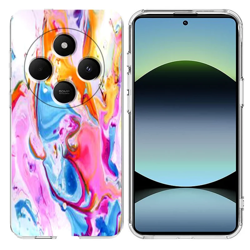 Soft TPU Case for Xiaomi Redmi 14C 4G / 5G / 14R 5G / A4 5G / A3 Pro 4G / Poco M7 5G / C75 4G Marble Pattern Printing Phone Cover - White-Cellmalls