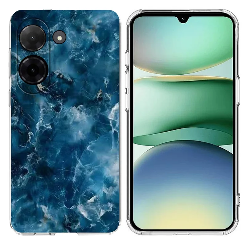 Soft TPU Case for Xiaomi Redmi A5 4G (171.7mm)  /  Poco C71 4G Marble Pattern Printing Phone Cover - White-Cellmalls