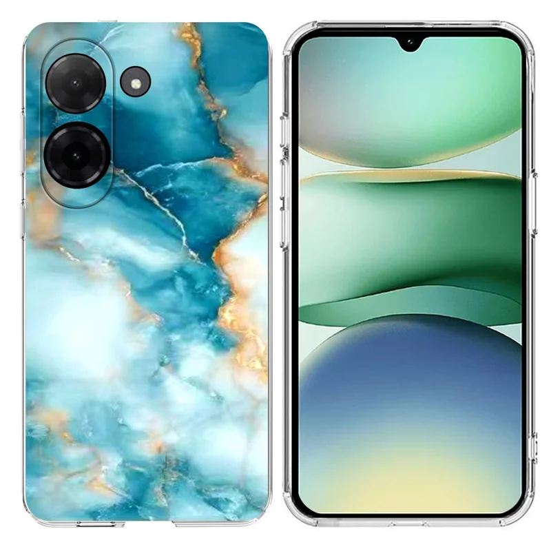 Soft TPU Case for Xiaomi Redmi A5 4G (171.7mm)  /  Poco C71 4G Marble Pattern Printing Phone Cover - White-Cellmalls