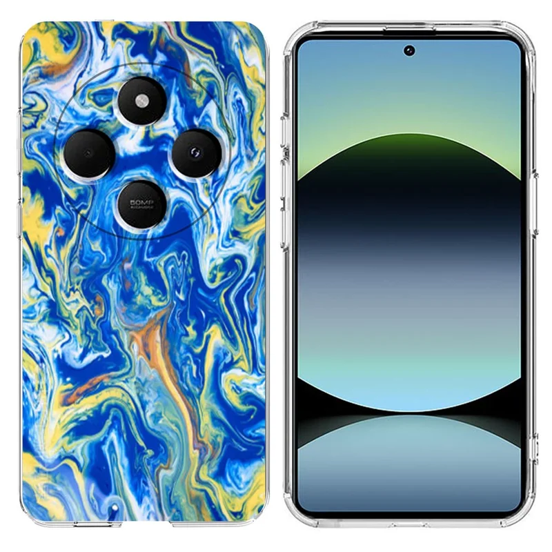 Soft TPU Case for Xiaomi Redmi 14C 4G / 5G / 14R 5G / A4 5G / A3 Pro 4G / Poco M7 5G / C75 4G Marble Pattern Printing Phone Cover - White-Cellmalls