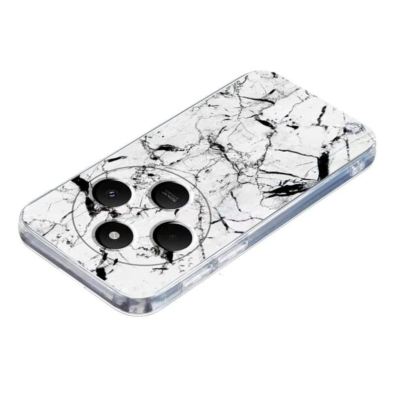 Soft TPU Case for Xiaomi Redmi 14C 4G / 5G / 14R 5G / A4 5G / A3 Pro 4G / Poco M7 5G / C75 4G Marble Pattern Printing Phone Cover - White-Cellmalls