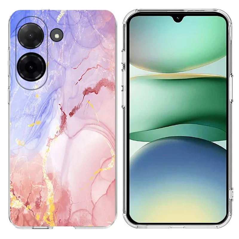 Soft TPU Case for Xiaomi Redmi A5 NFC (EU) (173.45mm) Marble Pattern Printing Phone Cover - White-Cellmalls