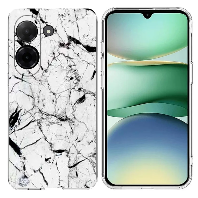 Soft TPU Case for Xiaomi Redmi A5 NFC (EU) (173.45mm) Marble Pattern Printing Phone Cover - White-Cellmalls