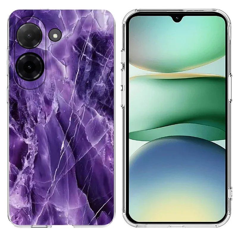 Soft TPU Case for Xiaomi Redmi A5 NFC (EU) (173.45mm) Marble Pattern Printing Phone Cover - White-Cellmalls