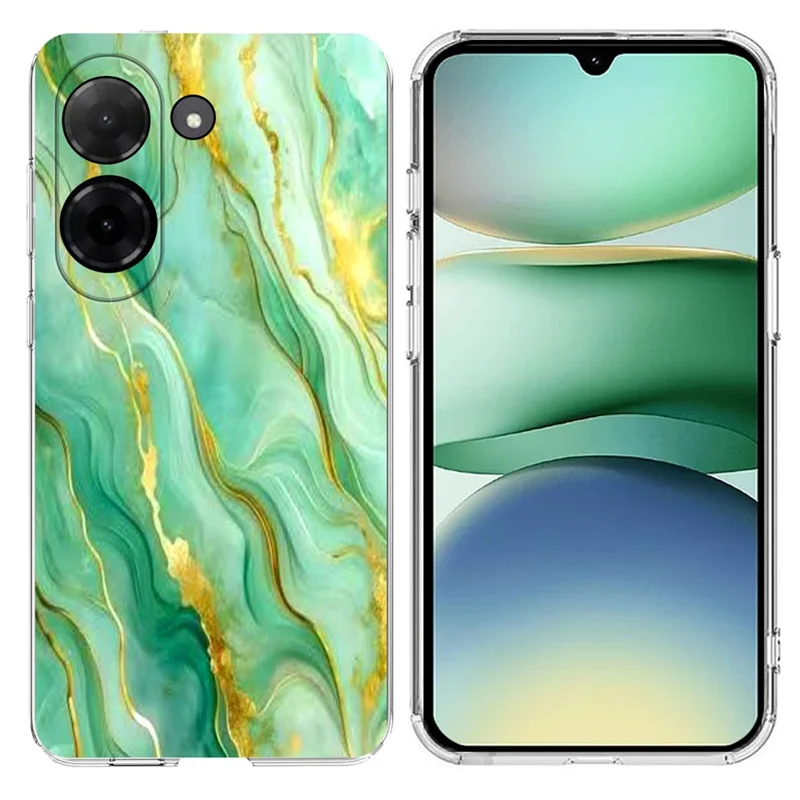 Soft TPU Case for Xiaomi Redmi A5 NFC (EU) (173.45mm) Marble Pattern Printing Phone Cover - White-Cellmalls