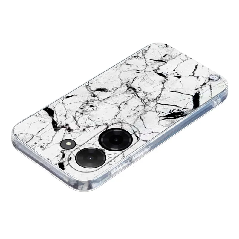 Soft TPU Case for Xiaomi Redmi A5 NFC (EU) (173.45mm) Marble Pattern Printing Phone Cover - White-Cellmalls