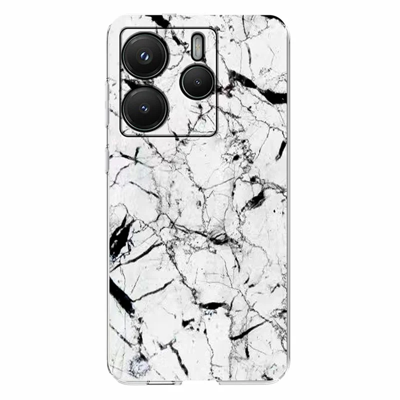 Soft TPU Case for Xiaomi Redmi Note 14 4G (163.25mm) Marble Pattern Printing Phone Cover - White-Cellmalls