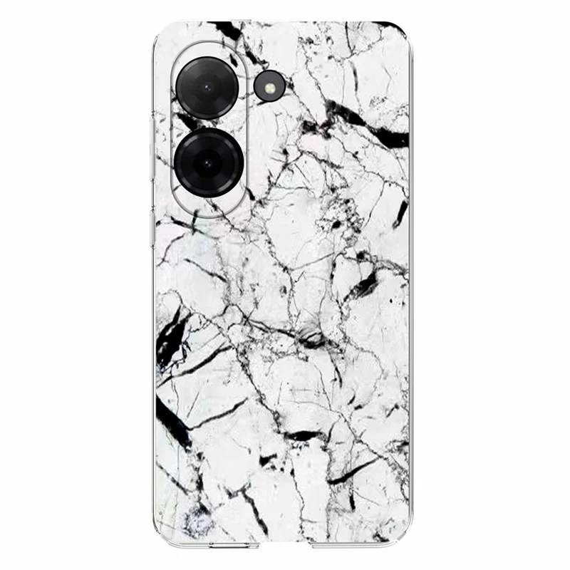 Soft TPU Case for Xiaomi Redmi A5 NFC (EU) (173.45mm) Marble Pattern Printing Phone Cover - White-Cellmalls