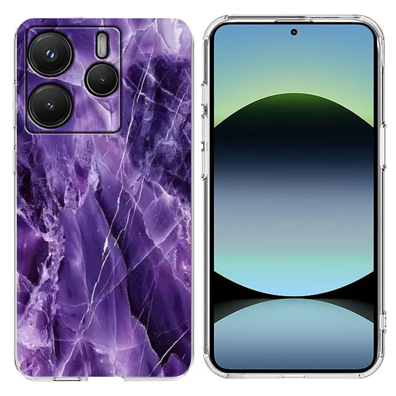 For Xiaomi Redmi Note 14 4G (164.84mm) Case Marble Pattern Printing Soft TPU Phone Cover - White-Cellmalls