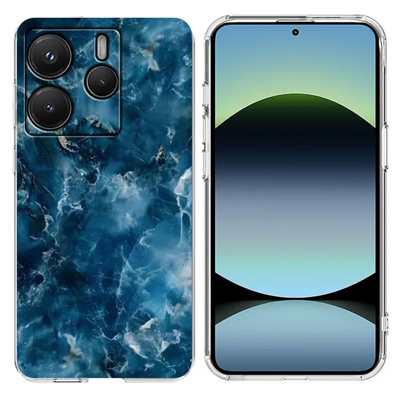 For Xiaomi Redmi Note 14 4G (164.84mm) Case Marble Pattern Printing Soft TPU Phone Cover - White-Cellmalls