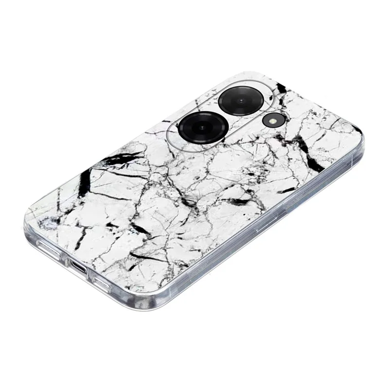 Soft TPU Case for Xiaomi Redmi A5 NFC (EU) (173.45mm) Marble Pattern Printing Phone Cover - White-Cellmalls