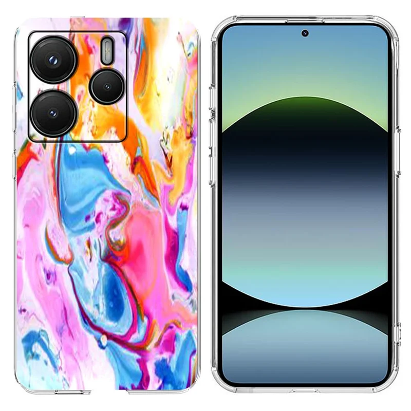 Soft TPU Case for Xiaomi Redmi Note 14 5G / Poco M7 Pro 5G Marble Pattern Printing Phone Cover - White-Cellmalls