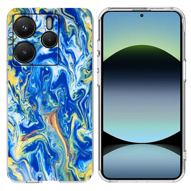 Soft TPU Case for Xiaomi Redmi Note 14 5G / Poco M7 Pro 5G Marble Pattern Printing Phone Cover - White-Cellmalls