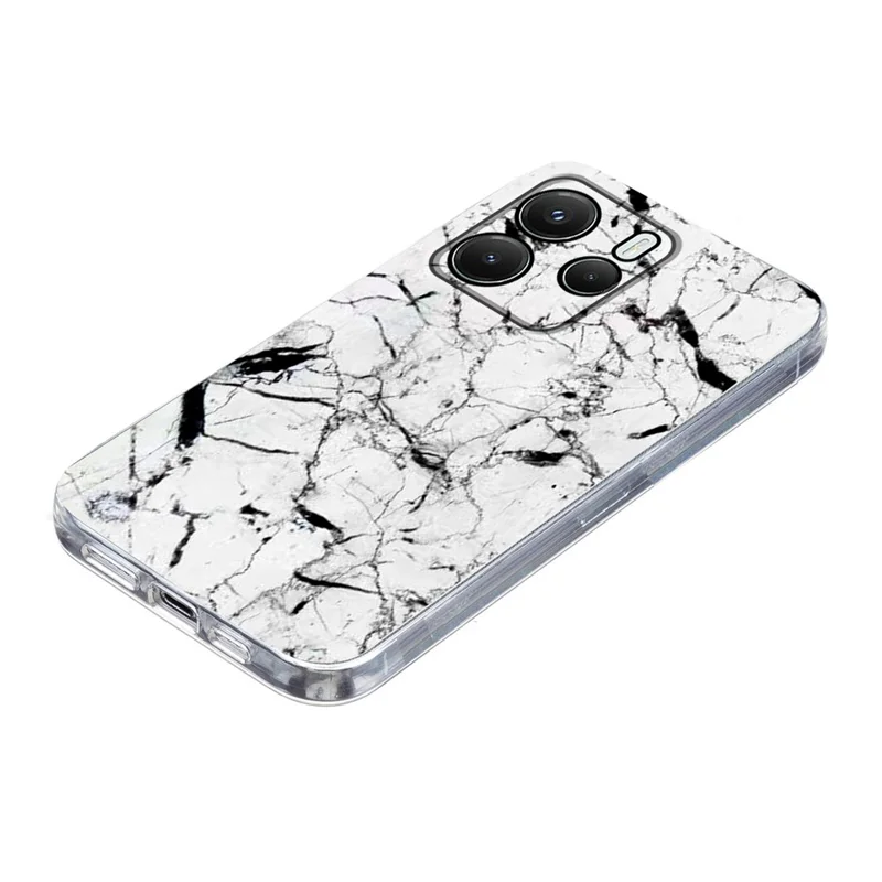 For Xiaomi Redmi Note 14 4G (164.84mm) Case Marble Pattern Printing Soft TPU Phone Cover - White-Cellmalls