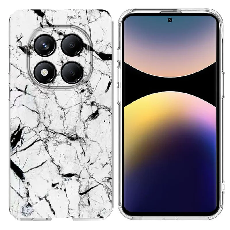 Soft TPU Case for Xiaomi Redmi Note 14 Pro 4G / 14 Pro 5G Marble Pattern Printing Phone Cover - White-Cellmalls