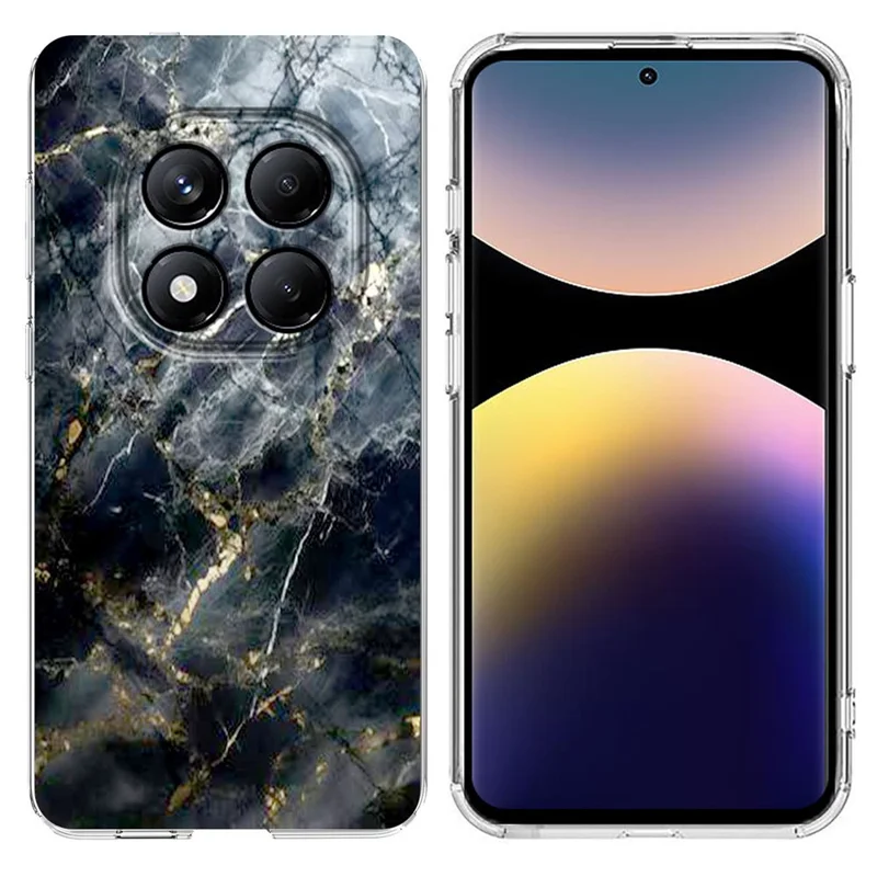 Soft TPU Case for Xiaomi Redmi Note 14 Pro 4G / 14 Pro 5G Marble Pattern Printing Phone Cover - White-Cellmalls